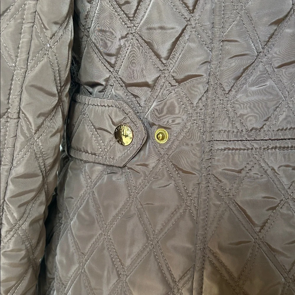 Michael Kors Light Brown Quilted Puffer Jacket Gold Accents Size M - Picture 5 of 14